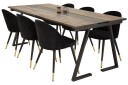 Venture Home Jakarta Spisegruppe 200 cm Rektangulær med 6 Velvet Stoler Sort/Guld