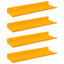 vidaXL Flytende hylle 4 pcs Sennepsgul 30 x 9 x 2,5 cm Stål
