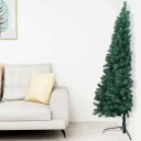 vidaXL Kunstig juletre halvt med lysdioder og kulesett 240 cm grønn