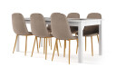 Basic Home Octavia Uttrekkbart Spisebord 180 cm + 6 stk Naira stol brun med eikeben   Hvit/Brun