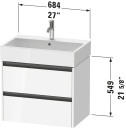 Duravit Ketho.2 Servantskap 2 Skuffer 684x460 mm Grafitt Matt