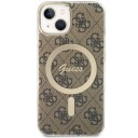 Guess iPhone 14 Deksel 4G Pattern MagSafe Brun