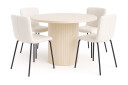 Bark Kopparbo Spisebord 106 cm med 4 Katy Spisestoler   Hvit / Hvit Bouclé / Metallben Svart