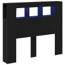 Oppbevaringshodegjerde med LED lamper svart eik 120x18,5x103,5 cm