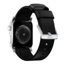 Nomad Apple Watch (42/44/SE/45/49mm) Modern Horween Band Rem - Black / Silver Hardware