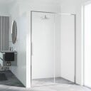 Novellini Riga 2P skyvedør venstre, 106-109 cm, klart glass, børstet grafitt profil