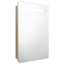vidaXL LED-speilskap til bad eik 60x11x80 cm