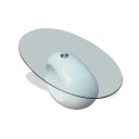 vidaXL Salongbord med oval glassflate høyglans hvit