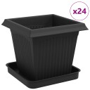 vidaXL Plantepotter 24 pcs Svart 16 x 16 x 14 cm Plast