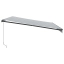 Manuell uttrekkbar markise antrasitt og hvit 450x350 cm