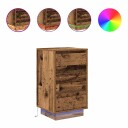  Nattbord med LED lys gammelt tre 38x34x65 cm