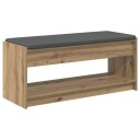 vidaXL Gangbenk med pute med hylle Artisan Eik 103 x 38 x 45 cm