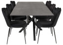 Venture Design Piazza & Limhamn spisegruppe Grå/svart 6 st stoler & bord 180 x 90 cm