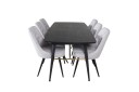 Venture Home Gold Spisegruppe Forlengningsbar 180 220 cm Rektangulær med 6 Velvet Stoler Sort/Guld
