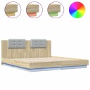  Sengeramme med hodegavl og LED-lys sonoma eik 180x200 cm 8721012277267