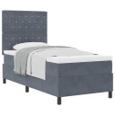  Box Spring Senge med Madrass Mørkegrå 90x200 cm Fløyel