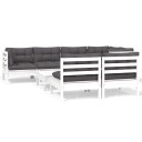  Hagesofagruppe med puter 8 deler hvit heltre furu 3096449
