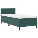  Box Spring Seng med Madrass og LED Mørkegrønn 100x200 cm Fløyel