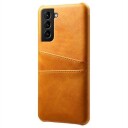 Samsung Galaxy S22 5G KSQ Belagt Plast Deksel med Kortlommer Oransje