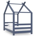 Sengeramme for barn heltre furu 70x140 cm - grå