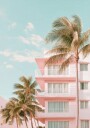 Pastel Building with Palm Trees Plakat Plakat / 30x40cm