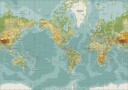 Physical World Map Plakat Plakat / 40x50cm