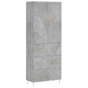 vidaXL Highboard betong grå 69,5x34x180 cm konstruert tre 8720845410889