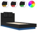  Sengeramme med hodegavl og LED-lys svart 100x200 cm 8721012277601