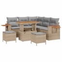 vidaXL Hagesofa Set 9 stk. 8-Antall seter Beige og lys grå polyrotting