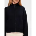 SELECTED FEMME Slfsia Ras Ls Knit Zipper Card Dark Sapphire Detail:melange L