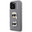 Karl Lagerfeld Karl & Choupette Heads Pins Etui til iPhone 16 Pro med MagSafe - Grå