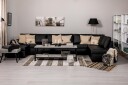 Crazy 6 seters Høyrevendt U formet XX Large Sofa med Divan og Sjeselong i Kunstlær   Svart