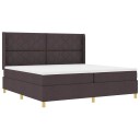  Box Spring Seng med Madrass i Mørk Brun 200x200 cm Stoff