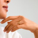 Pilgrim LULU wavy stack ring gullbelagt
