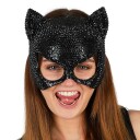 Hisab/Joker Katt Halvmaske med Strass Svart One size 97779