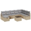  Hagesofa Set med pute 9 pcs beige og lysegrå 287 x 177 x 85 cm