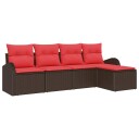 vidaXL Sofa sett 5 stk. Brun og rød polyrotting
