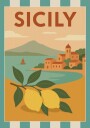Sicilian Lemons Coastal Village Plakat / 100x150