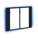  LED Baderomsspeilskap i svart eik 60x12x45 cm av konstruert tre