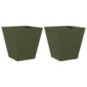 Plantekasser olivengrønn 2 stk sekskantet 30x30x30 cm stål
