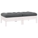 vidaXL Hagesofa 2-seters med puter hvit heltre furu
