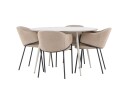 Venture Home Matgruppe Plaza 120 cm Rund med 4 Evelina stoler   Beige/Beige