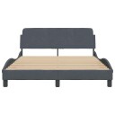  Sengeramme med hodegavl mørkegrå 135x190 cm fløyel 8721012268678