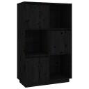 vidaXL Highboard svart 74x35x117 cm heltre furu