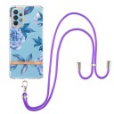 Slim and durable softcover with lanyard for Samsung Galaxy A32 - Blue Peony