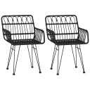 vidaXL Hagestoler med armlener 2 stk svart 56x64x80 cm PE rotting