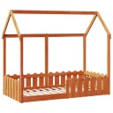   Barneseng med tak voksbrun 80x160 cm heltre furu 850697 850697