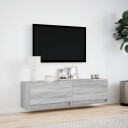  Vegghengt TV-benk med LED grå sonoma 140x31x38 cm 8721102969393