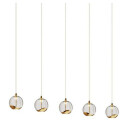 Lucande LED-pendellampe Hayley, 5 lyskilder, lang, gull