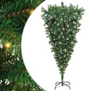  Opp ned kunstig forhåndsbelyst juletre med kule sett 180 cm